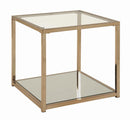 Cora End Table with Mirror Shelf Chocolate Chrome