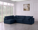 Serene Navy Linen Fabric Deluxe Cloud Modular Sectional