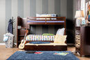Pine Ridge Dark Walnut Twin/Full Bunk Bed w/ Steps + Drawers - Star USA Furniture Inc