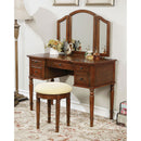 Natalia Brown Cherry Vanity w/ Stool - Star USA Furniture Inc