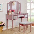 CLARISSE Rose Gold Vanity w/ Stool - Star USA Furniture Inc