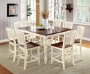 HARRISBURG II Vintage White/Dark Oak 9 Pc. Counter Ht. Dining Table Set - Star USA Furniture Inc