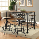 SILVIA I Medium Oak 5 Pc. Counter Ht. Table Set - Star USA Furniture Inc
