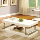 MEDA White/Chrome Coffee Table, White - Star USA Furniture Inc