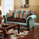 MULLIGAN Dark Brown/Teal/Dark Cherry Love Seat - Star USA Furniture Inc