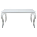 Carone Rectangular Glass Top Dining Table White and Chrome image