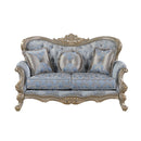 Royale Loveseat in Blue and Champagne