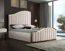 Jolie Cream Velvet Queen Bed (3 Boxes)