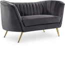 Margo Grey Velvet Loveseat