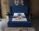 Kiki Navy Velvet Queen Bed (3 Boxes)