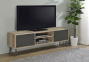 Allie 2-door Engineered Wood TV Stand With Storage Shelf Antique Pine and Grey image