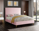Jasmine Pink Velvet Queen Bed