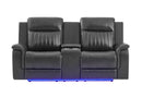 U8879 Charcoal Pwr Rec Sofa/Pwr Con Rec Loveseat W/LED & Gl Ss