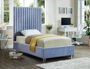 Candace Sky Blue Velvet Twin Bed