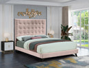 Elly Pink Velvet Queen Bed