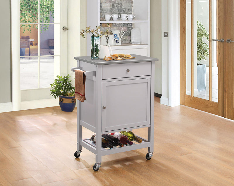 Hoogzen Stainless Steel & Gray Kitchen Cart image