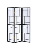 Damis 3-panel Folding Floor Screen Black and White