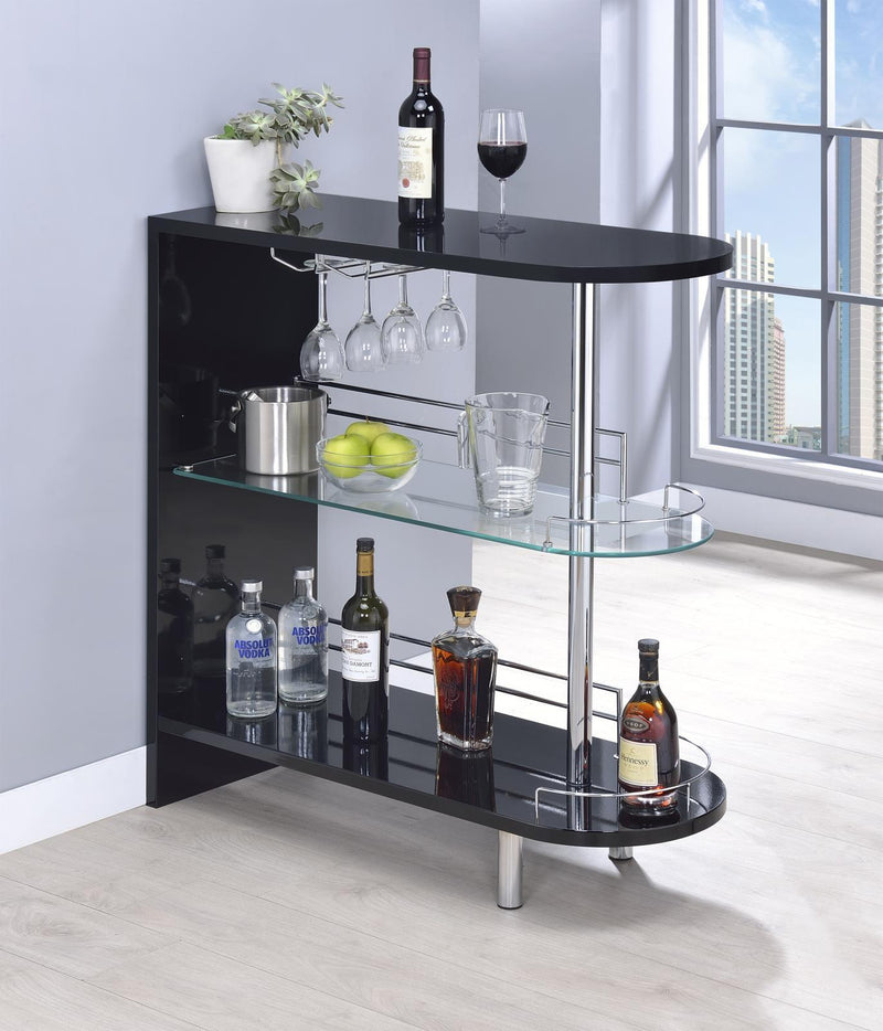 Adolfo 3-tier Bar Table Glossy Black and Clear