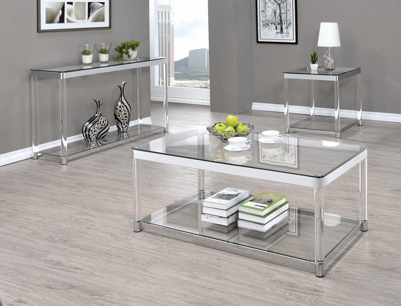 Anne End Table with Lower Shelf Chrome and Clear