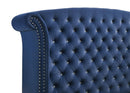 Melody Eastern King Wingback Upholstered Bed Pacific Blue