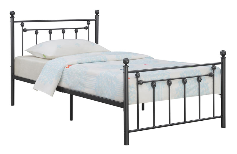 Canon Twin Metal Slatted Headboard Platform Bed - Gunmetal