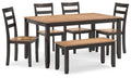 Gesthaven Dining Table with 4 Chairs and Bench (Set of 6) image