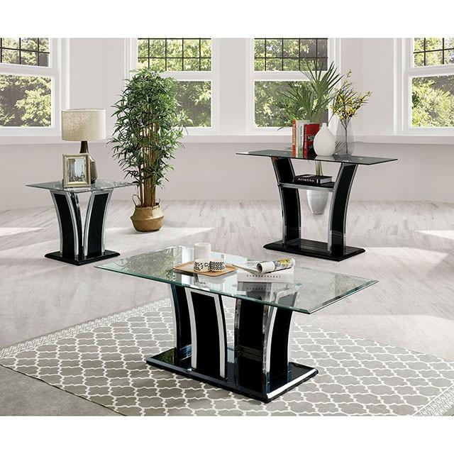 Staten Glossy Black/Chrome Sofa Table