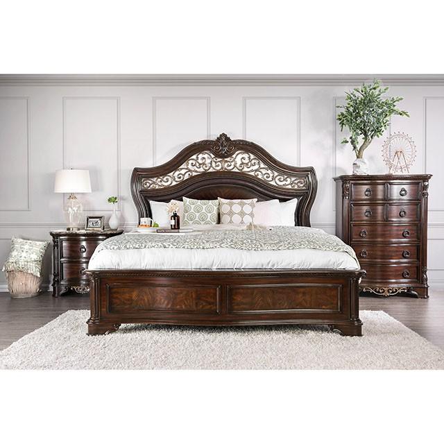 Menodora Brown Cherry Queen Bed