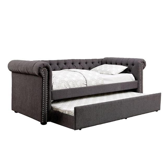 LEANNA Gray Daybed w/ Trundle, Gray