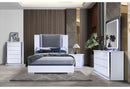 Ylime Smooth White Bed, Dresser, Mirror, Nightstand