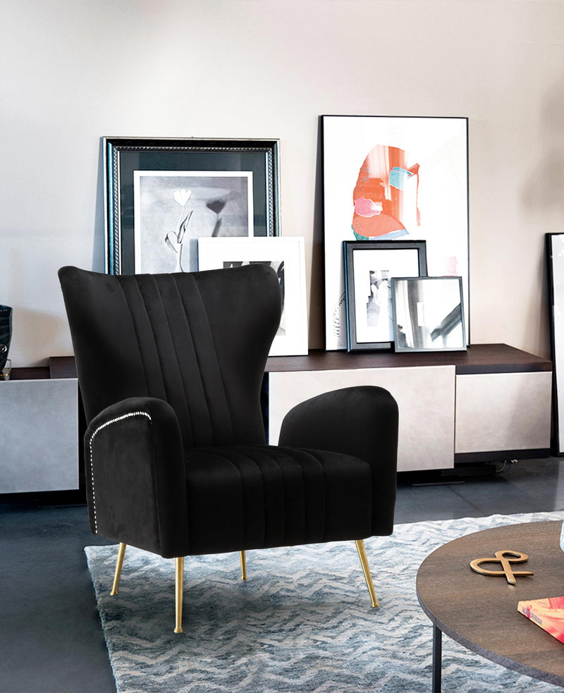 Opera Black Velvet Accent Chair