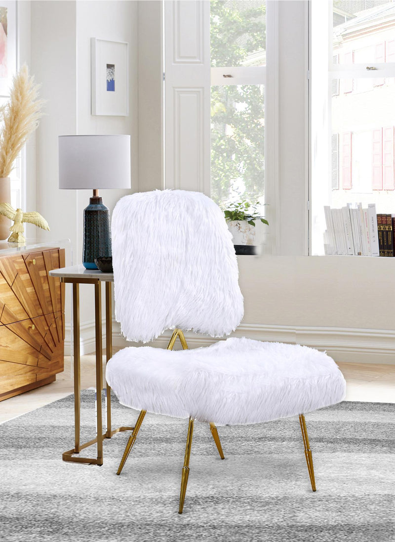 Magnolia White Faux Fur Accent Chair