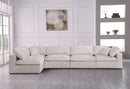 Serene Cream Linen Fabric Deluxe Cloud Modular Sectional