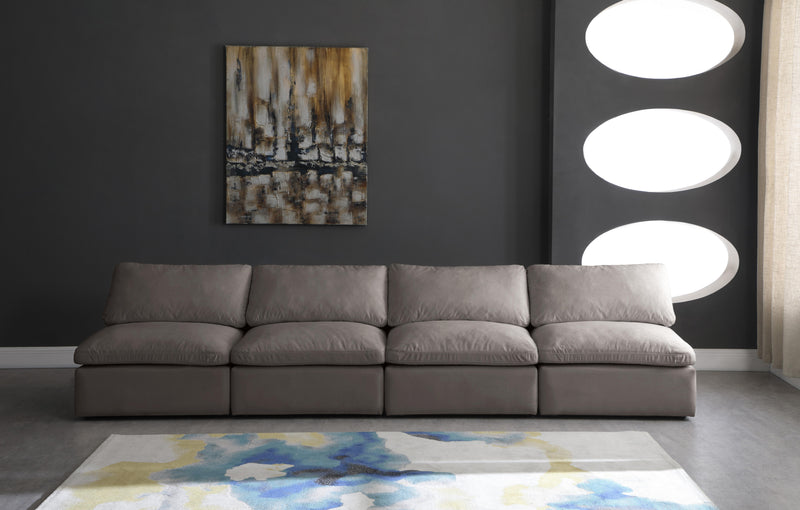 Plush Grey Velvet Standard Cloud Modular Sofa