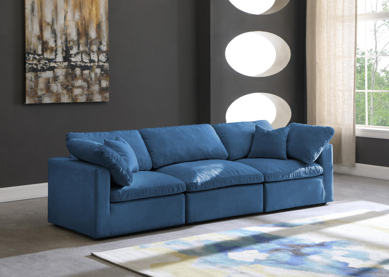 Plush Navy Velvet Standard Cloud Modular Sofa