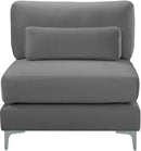Julia Grey Velvet Modular Armless Chair