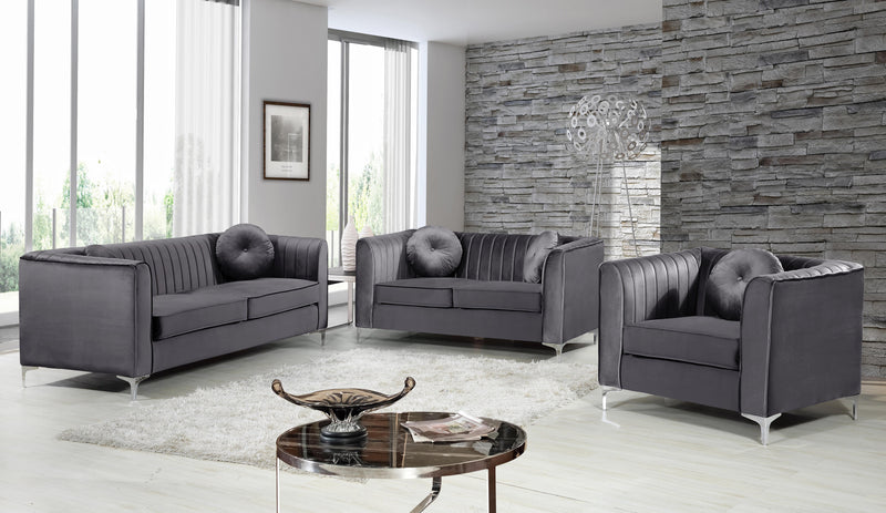 Isabelle Grey Velvet Sofa