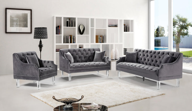 Roxy Grey Velvet Sofa