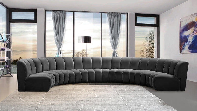 Infinity Grey Velvet 7pc. Modular Sectional