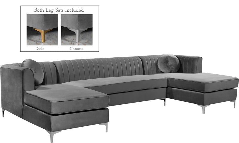 Graham Grey Velvet 3pc. Sectional