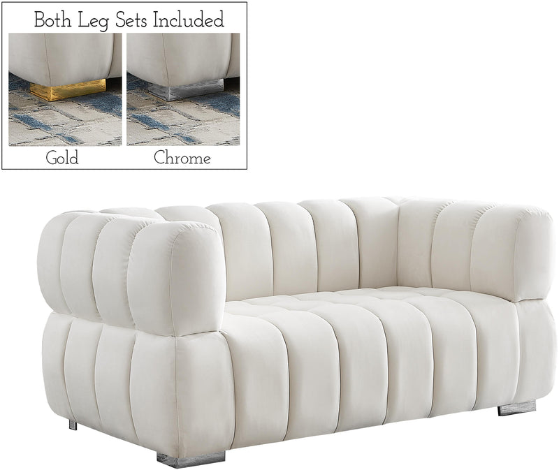 Gwen Cream Velvet Loveseat