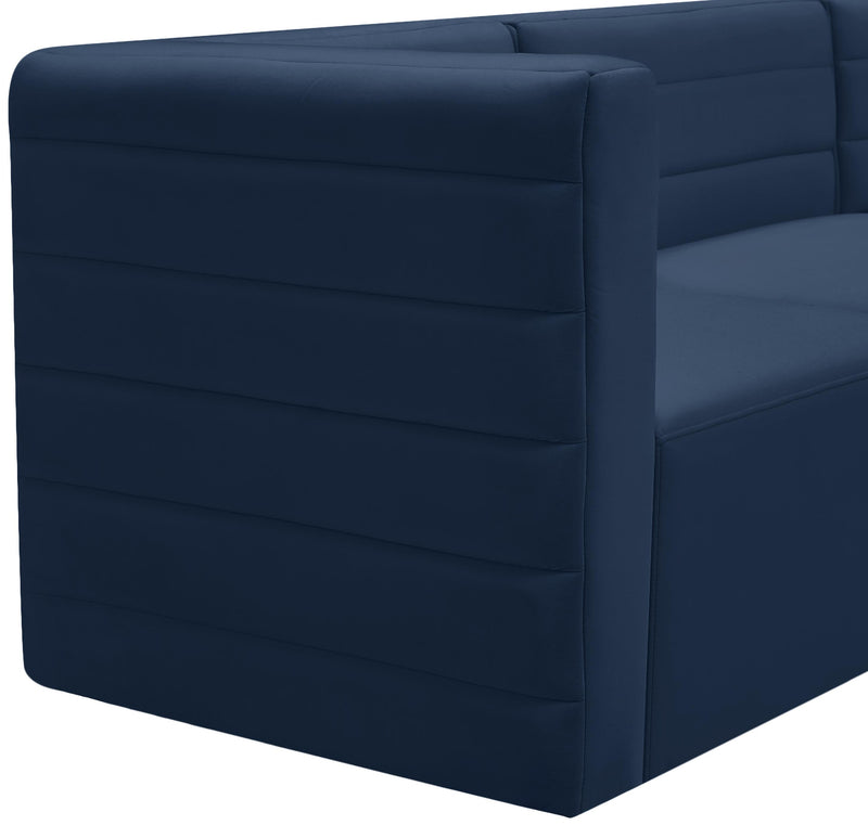 Quincy Navy Velvet Modular Armless Chair