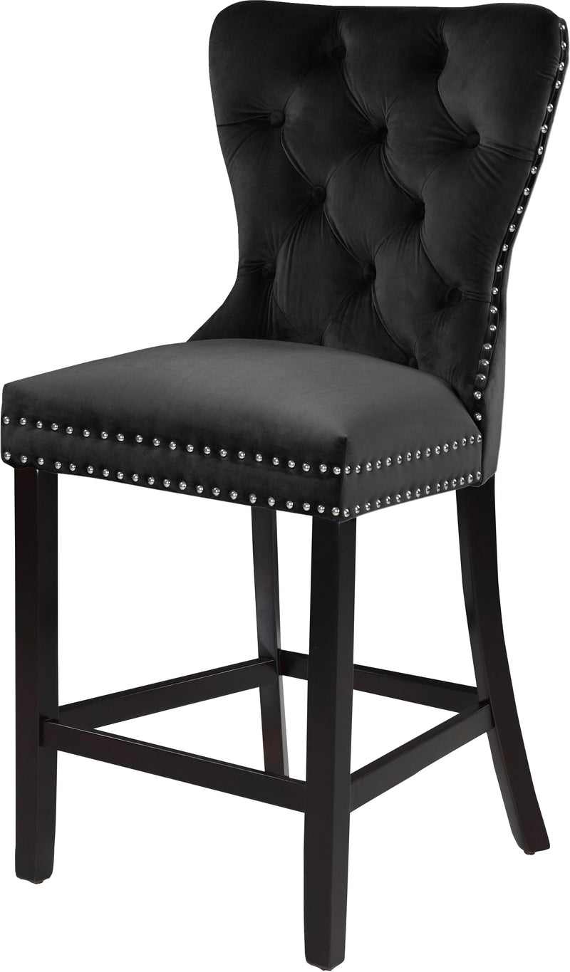 Nikki Black Velvet Stool