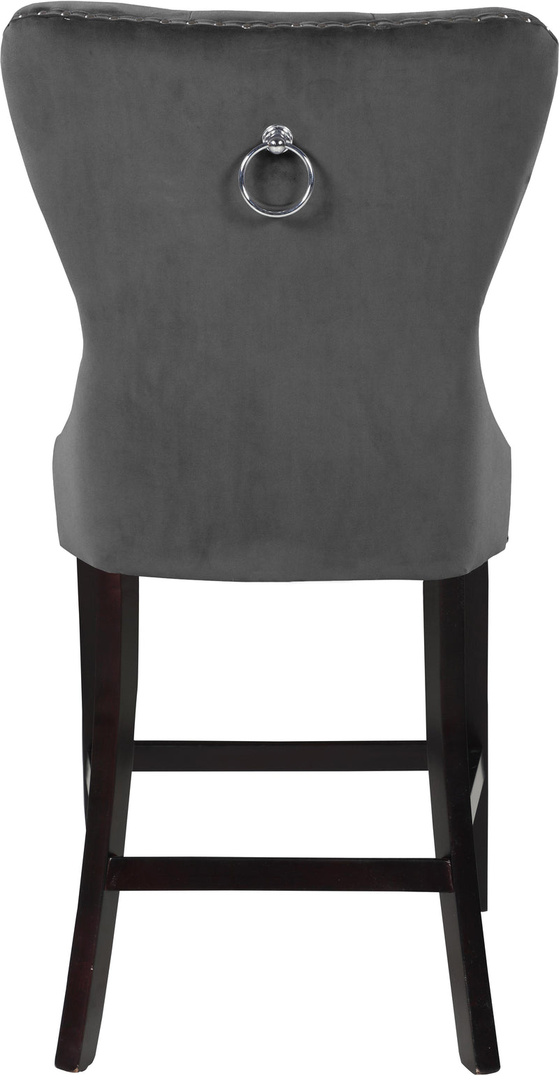 Nikki Grey Velvet Stool