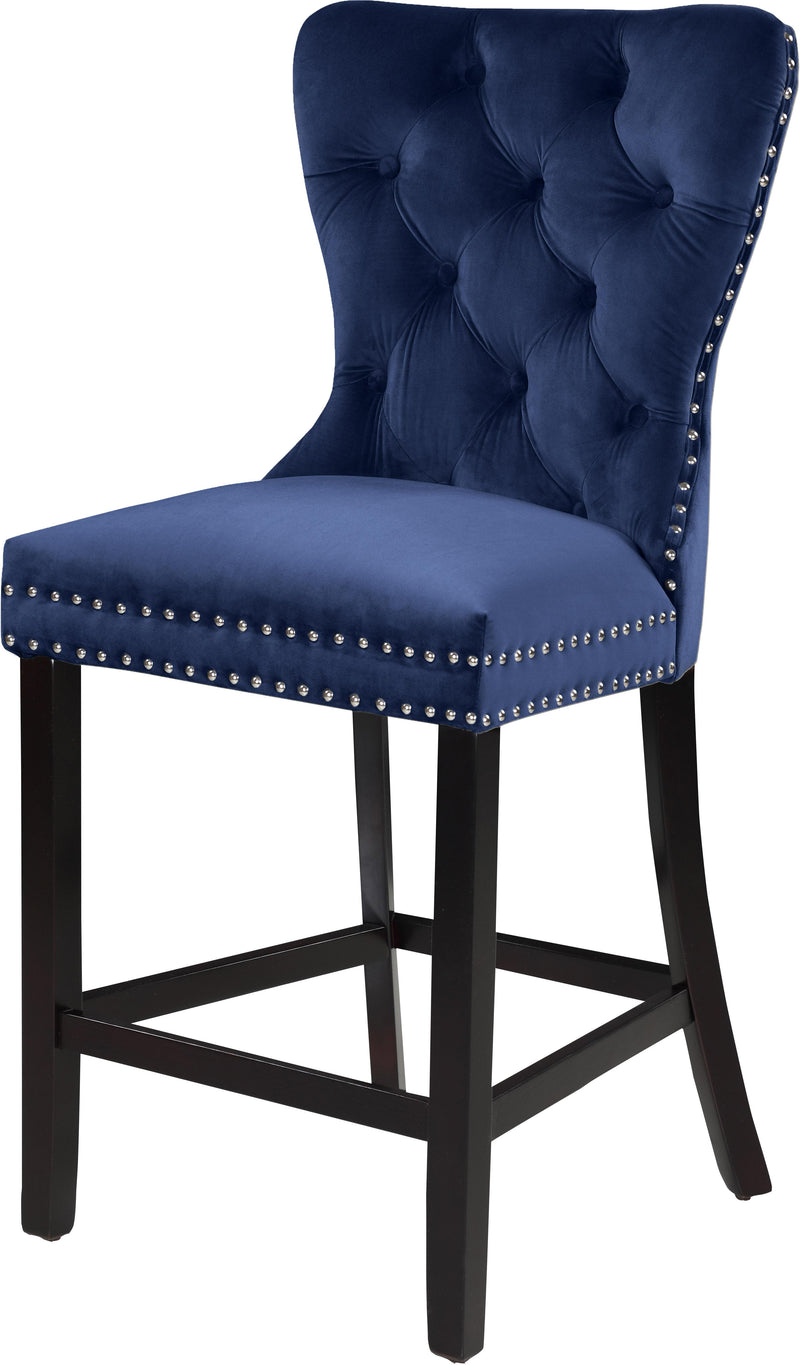 Nikki Navy Velvet Stool