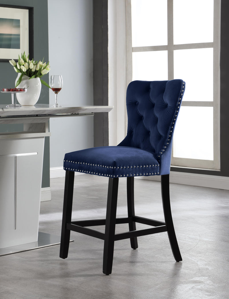 Nikki Navy Velvet Stool