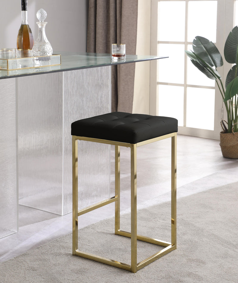 Nicola Black Faux Leather Stool