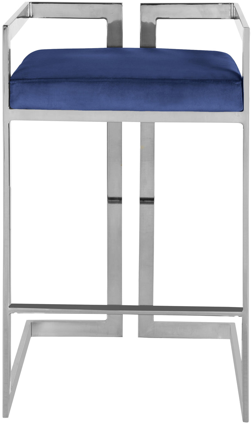 Ezra Navy Velvet Stool