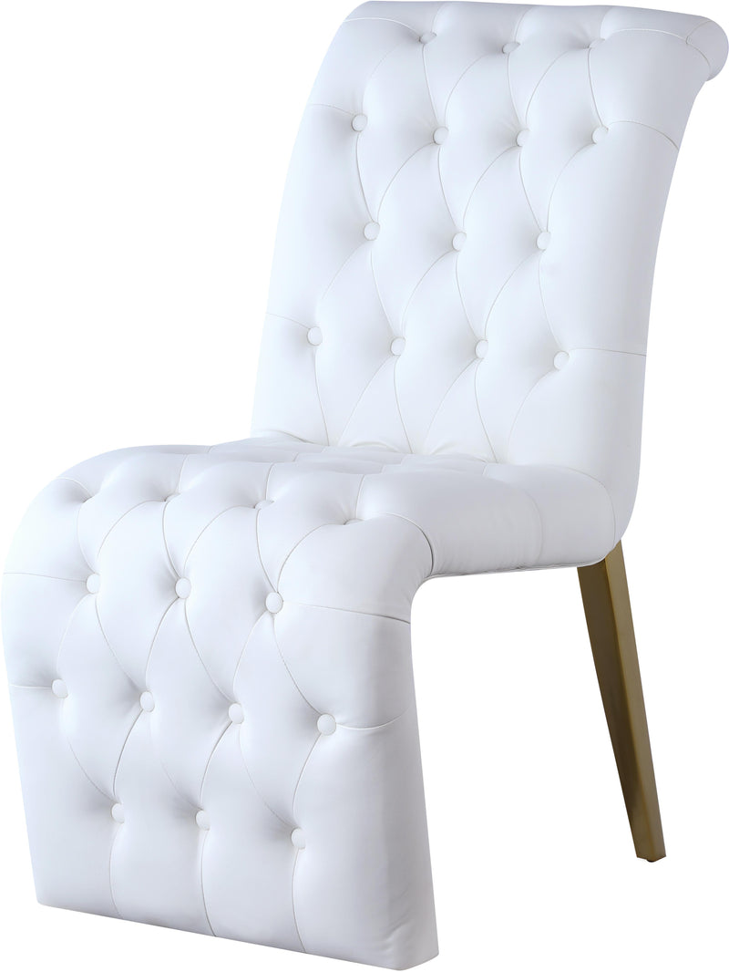 Curve White Faux Leather Dining Chair