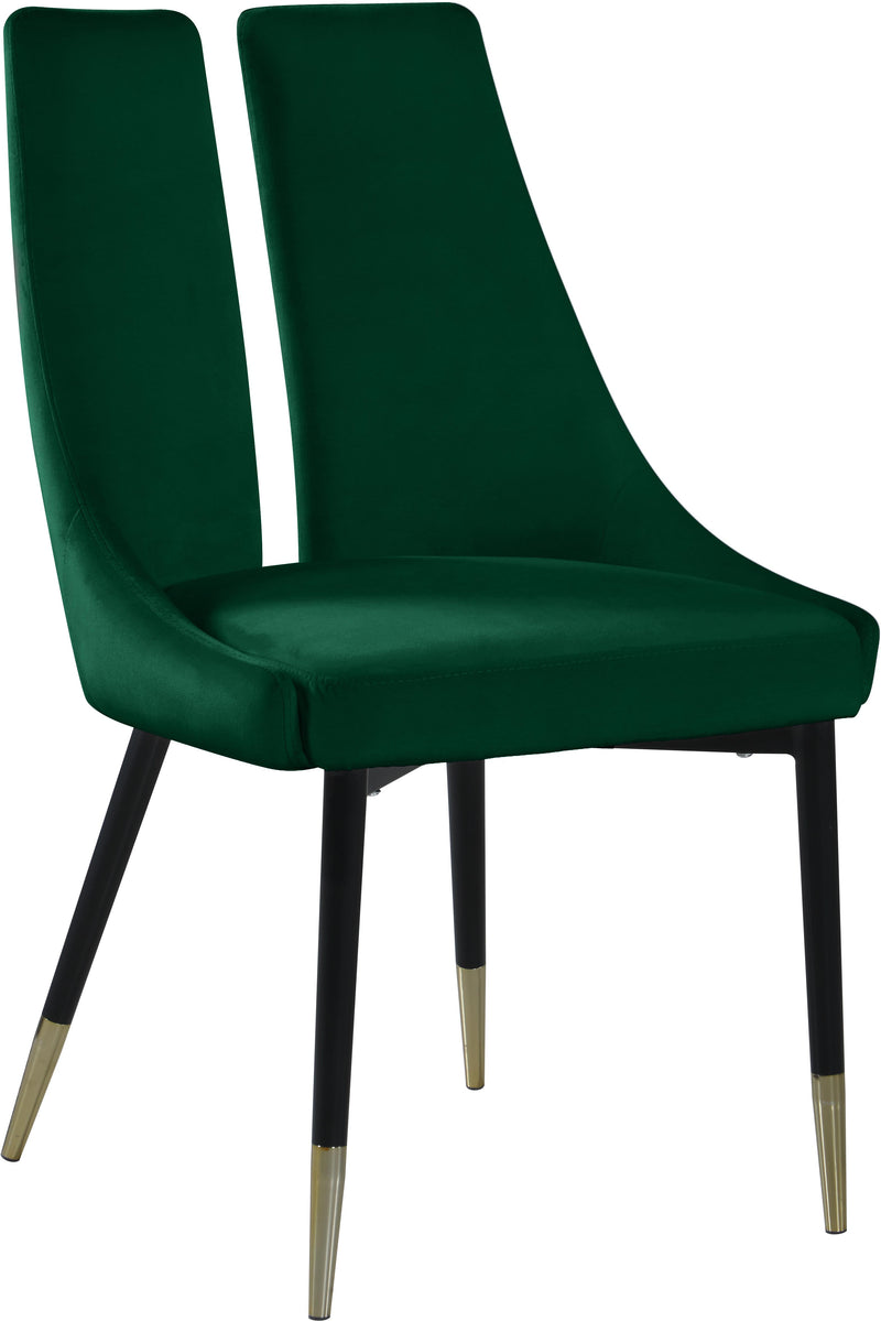 Sleek Green Velvet Dining Chair